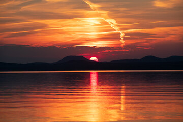 landscape with sunset on Lake Balaton - Hungary
