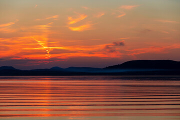 landscape after sunset on Lake Balaton - Hungary