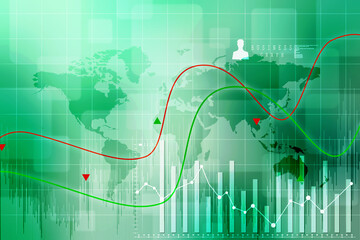 2d rendering Stock market online business concept. business Graph 