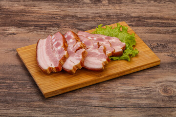 Tasty smoked pork brisket slice