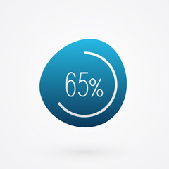 65 percent isolated pie chart. Vector infographic gradient icon. Sign for business, finance, web design, download, progress