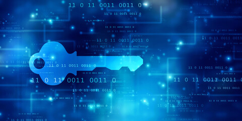 2d illustration digital abstract technology digital future cyber security key
