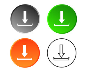 Download icon. Download vector icon. Save to computer symbol, Solid and line icons set for upload option. Arrow down button, save from internet buttons for browser or app.