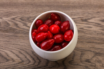 Sweet and ripe cornel berries