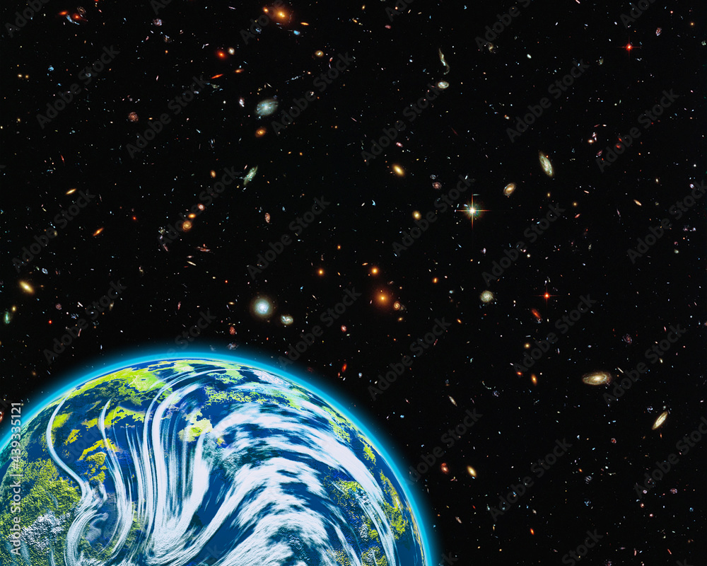 Poster magnificent earth in outer space. the elements of this image furnished by nasa.