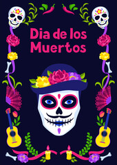 Day of the Dead greeting card. Dia de los muertos. Mexican celebration.