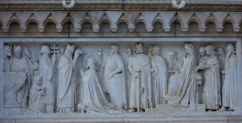 Architectural details of old buildings in Budapest city - Hungary