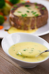 Little Bowl of Bearnaise Sauce. High quality photo.
