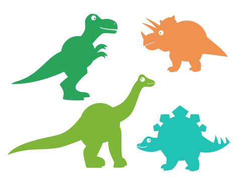 Set of cute dinosaurs. Cute dino silhouettes