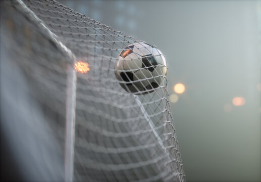 Soccer ball, scoring the goal and moving the net.