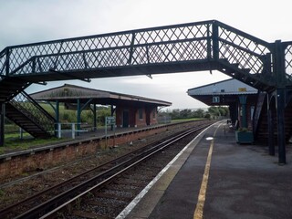 brading station footbridge on the Isle of Wight Hampshire England