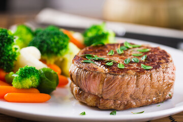 Fillet of beef with bearnaise sauce. High quality photo.