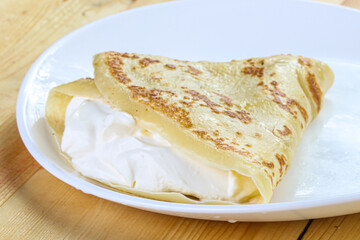 Tasty Pancake with sour cream