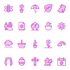 Gradient color outline icons for spring.