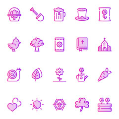 Gradient color outline icons for spring.