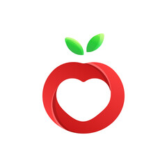 apple logo letter o with heart shape
