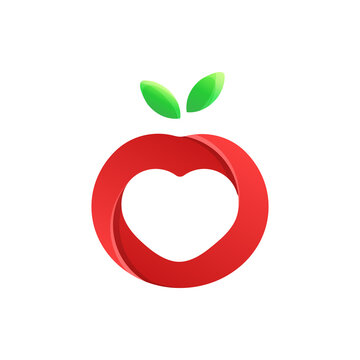 apple logo letter o with heart shape