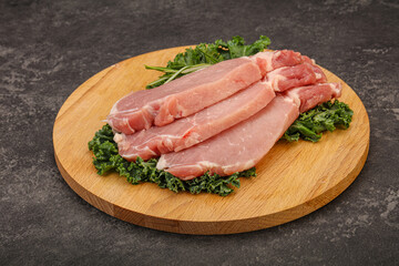 Raw pork steak for cooking