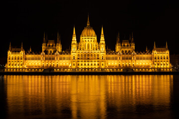 Fototapeta na wymiar Parliament of Budapest - Hungary illuminated at night