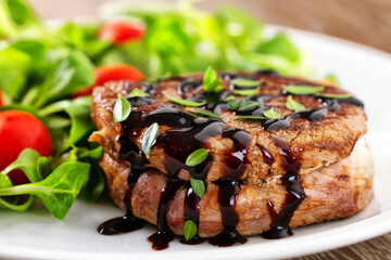 Beef Fillet with Green Salad and Cherry Tomatoes