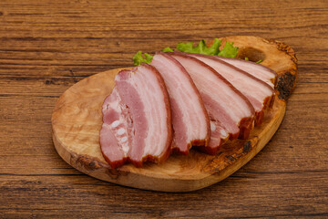 Tasty smoked pork brisket slice