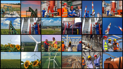 Industrial Production, Development and Growth Conceptual Photo Collage - People at Work