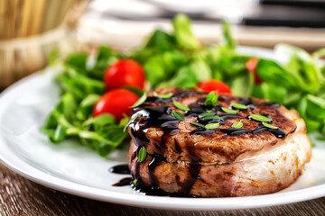 Beef Fillet with Green Salad and Cherry Tomatoes