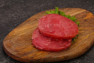 Raw tuna steak for grill