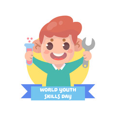 Hand drawn world youth skills day illustration