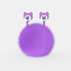 Cartoon monster with Wall Background. 3D illustration, 3D rendering