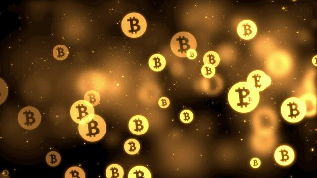 Image video of golden cryptocurrency that can be used in business and economy 4K loop