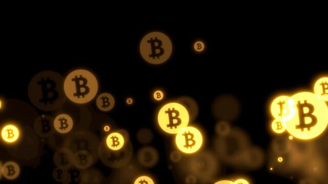 Image video of golden cryptocurrency that can be used in business and economy 4K loop