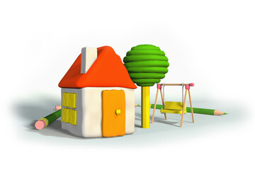 Maison 3D en pâte à modeler