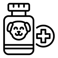 Dog care pills icon. Outline Dog care pills vector icon for web design isolated on white background