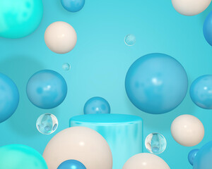 Background rendering with 3d podium and wall scene abstract background. 3D illustration, 3D rendering	