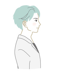 Side view Asian man in a suit