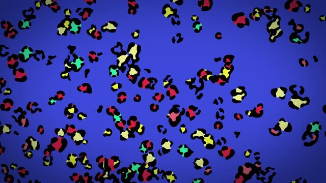 派手な色の豹柄がゆったり上昇するアブストラクトなループ