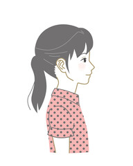 Side view Asian cute girl 