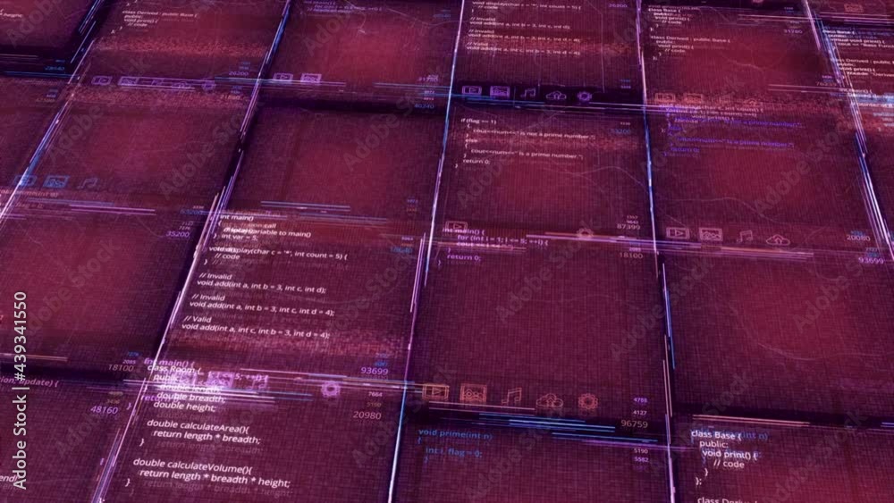 Poster abstract pink futuristic backdrop of information technology digital data processing endlessly. anima