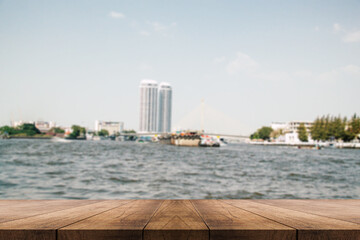3D rendering, wooden top table on isolate blurred background