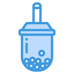 Bubble Tea blue line icon