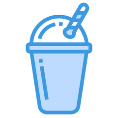 Ice Coffee blue line icon