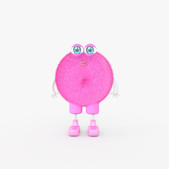 Cartoon monster with Wall Background. 3D illustration, 3D rendering	