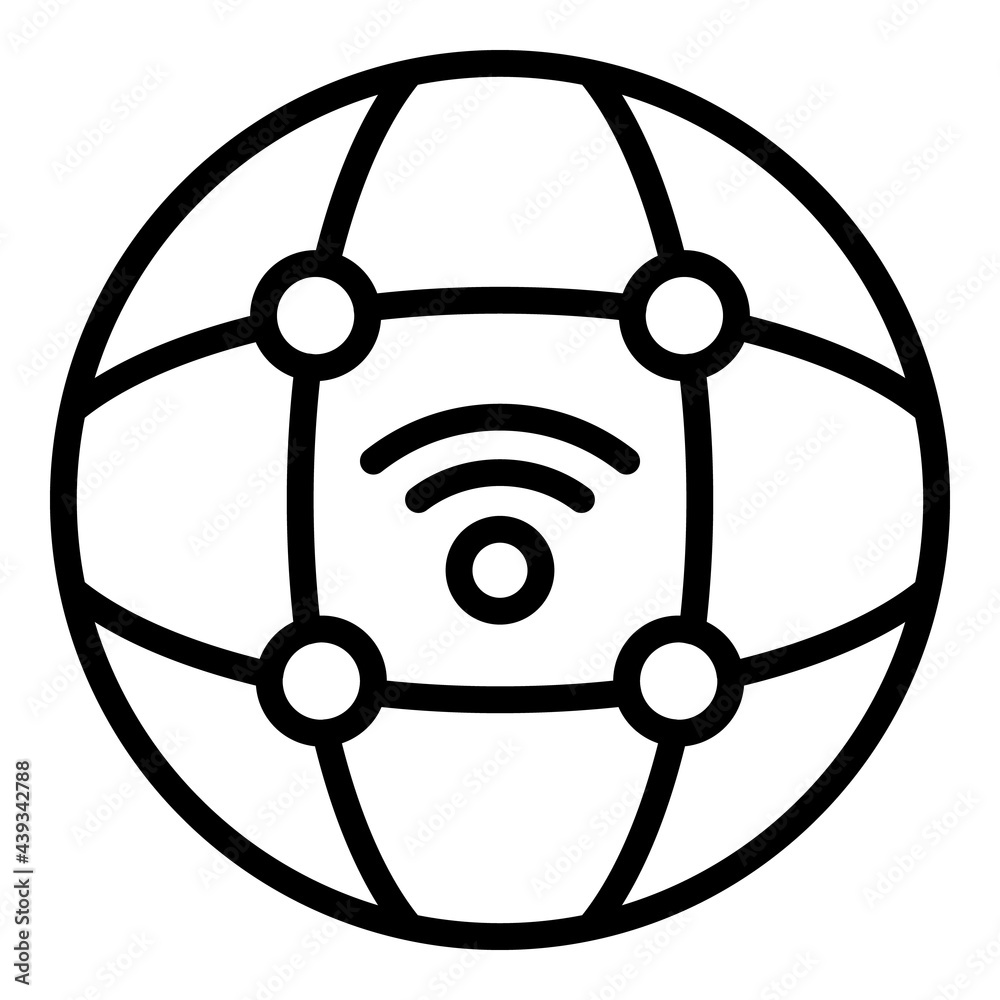 Poster global wifi internet icon. outline global wifi internet vector icon for web design isolated on white