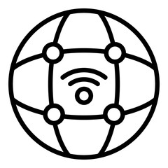 Global wifi internet icon. Outline Global wifi internet vector icon for web design isolated on white background
