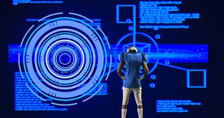 Animation of scopes scanning and data processing with american football player - Powered by Adobe