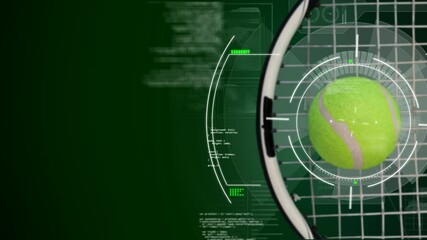 Animation of scopes scanning and data processing with tennis ball and racket - Powered by Adobe