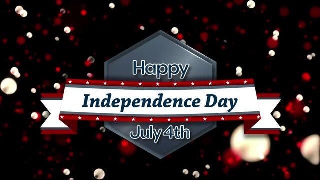 Animation of fourth of july independence day with saluting fireworks and american flag
