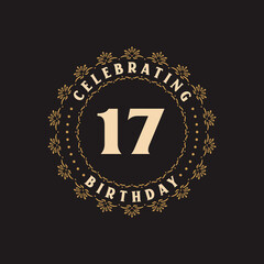 17 Birthday celebration, Greetings card for 17 years birthday