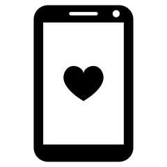 heart on mobile screen glyph icon